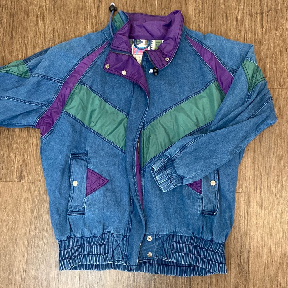 Vintage Denim Jacket by Center Aisle Retro Aztec Womens M